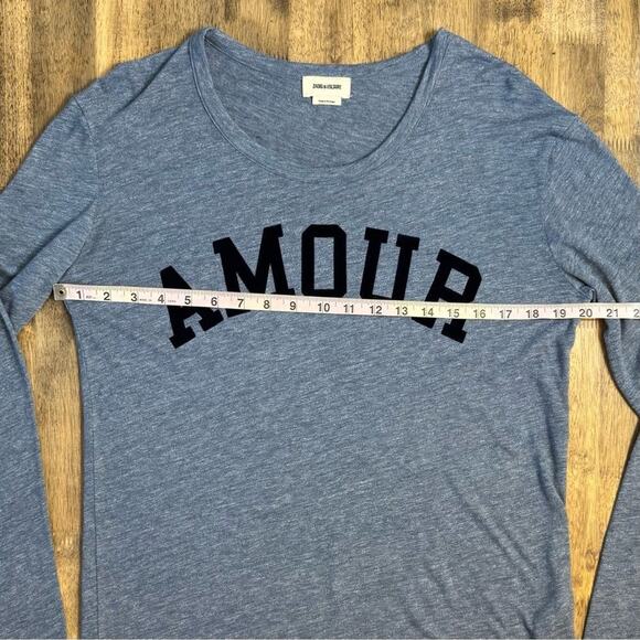 Zadig & Voltaire Women’s Willy Chine Amour Scoopneck Long Sleeve Blue Sz Medium - Picture 5 of 9